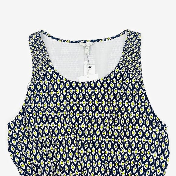 Joie Lawska Mini Dress Medium Blue Silk Geometric Casual Boho Chic Softcore - Picture 7 of 14